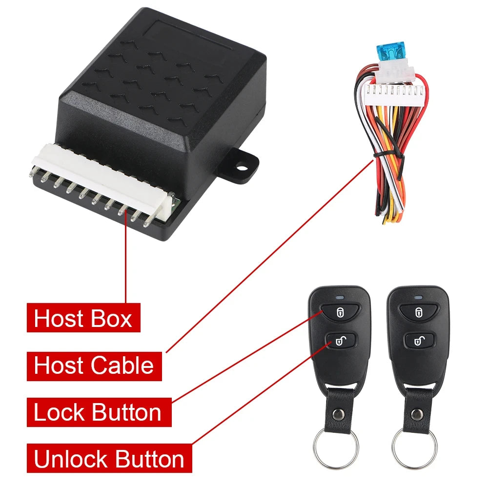 12V Universal Car Keyless Entry Central Locking Remote Control Wire Zpaxo