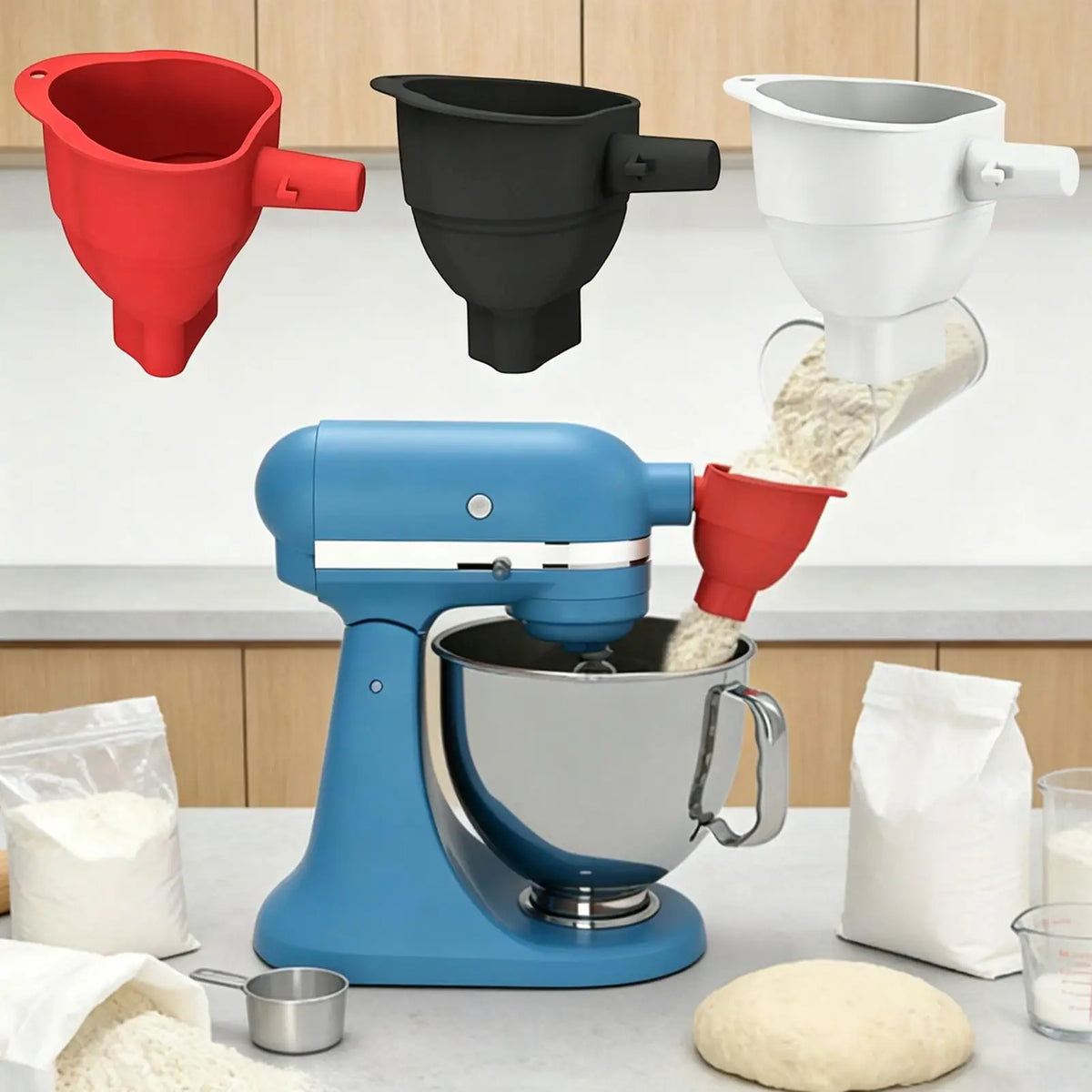 Stand Mixer Flour Funnel Silicone Anti-spill Dishwasher Safe Baking Zpaxo