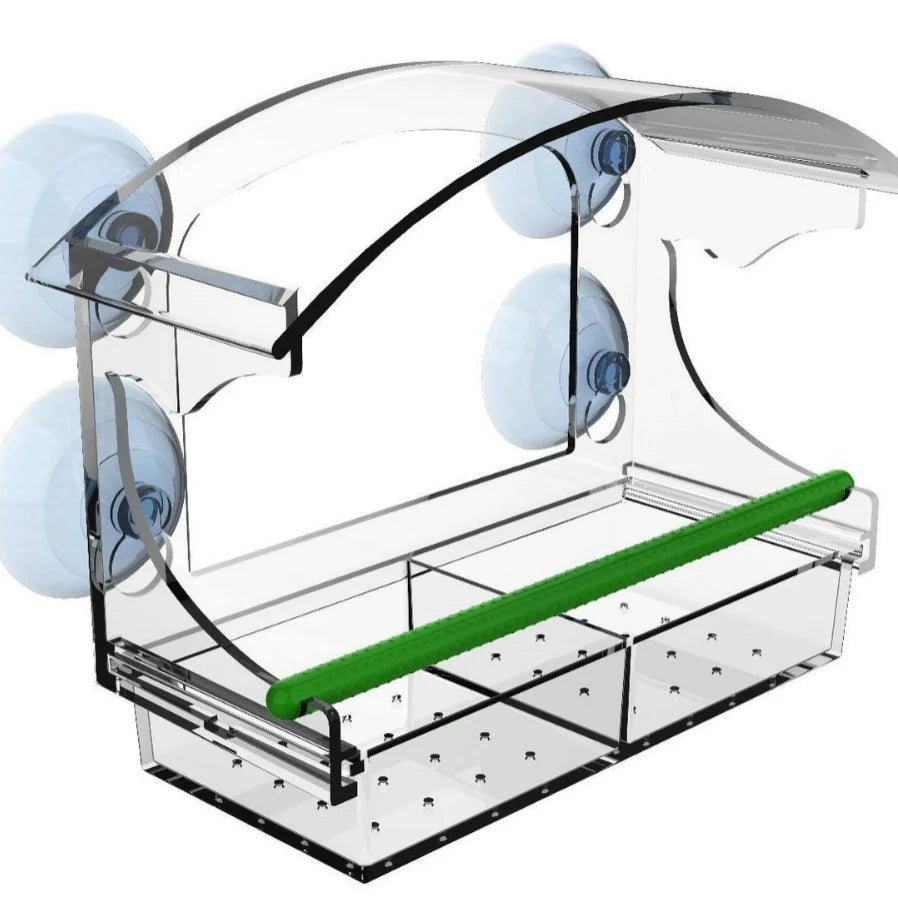 Acrylic Window Bird Feeder Clear House Suction Cups Removable Tray Zpaxo Transparent