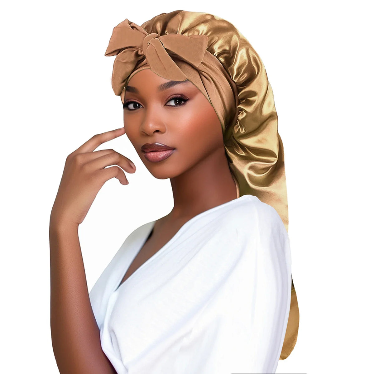 Women Bonnet Satin Sleeping Hat Long Tail Braid Hair Night Sleep Cap Zpaxo
