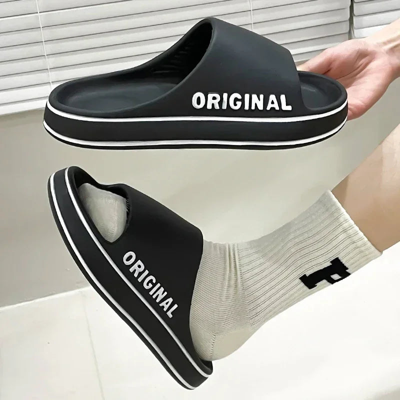 Summer Women Man Solid Letter Mens Slippers Shoe Woman Thick Sole Zpaxo