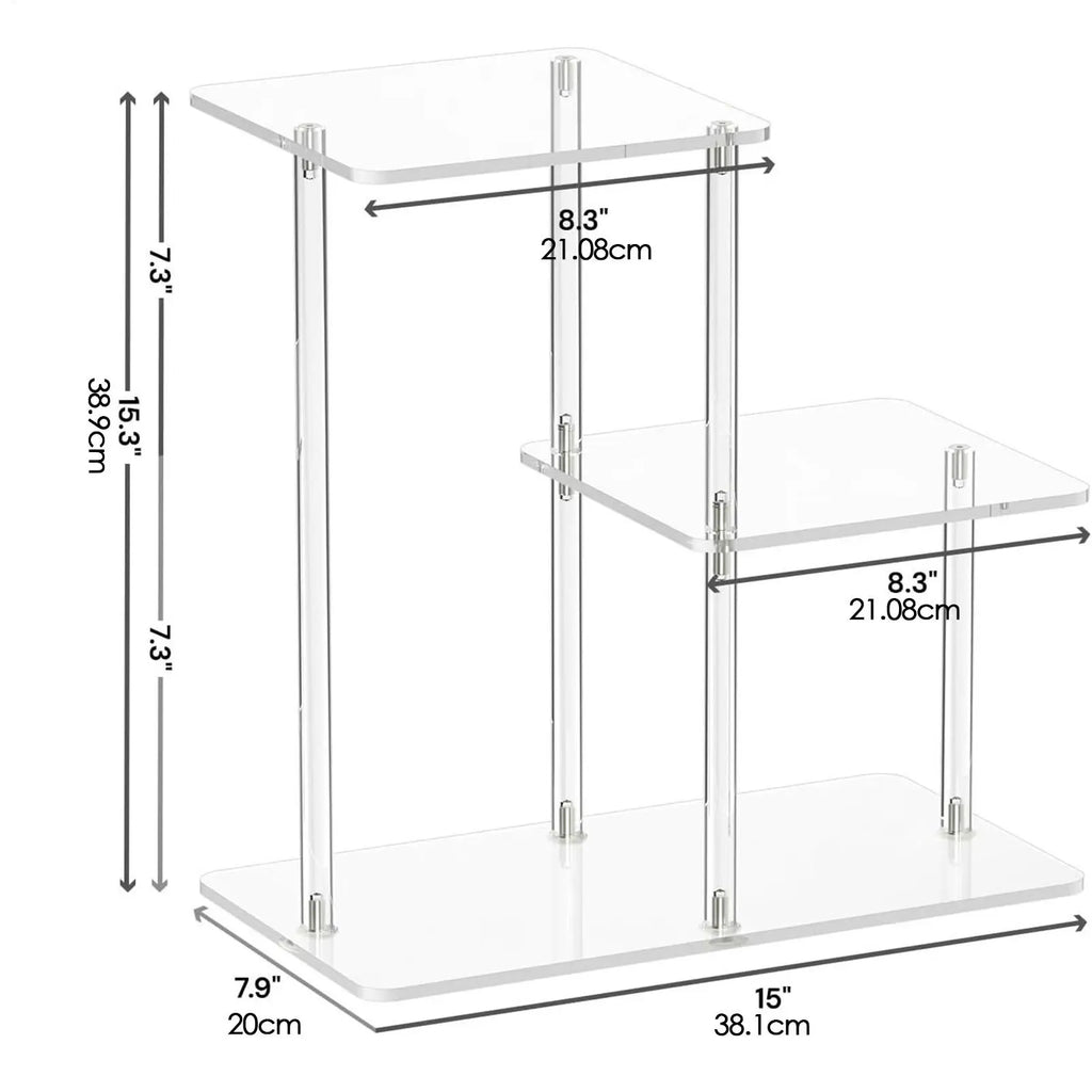 Acrylic End Table 3 Tier Clear Side Nightstand Transparent Furniture Zpaxo