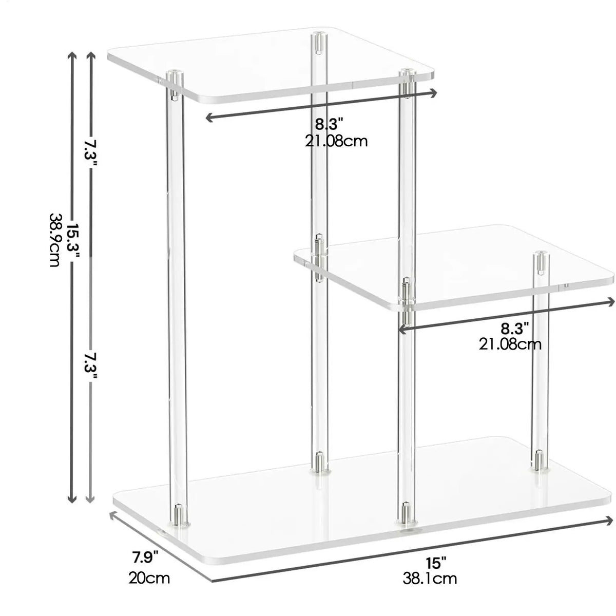 Acrylic End Table 3 Tier Clear Side Nightstand Transparent Furniture Zpaxo