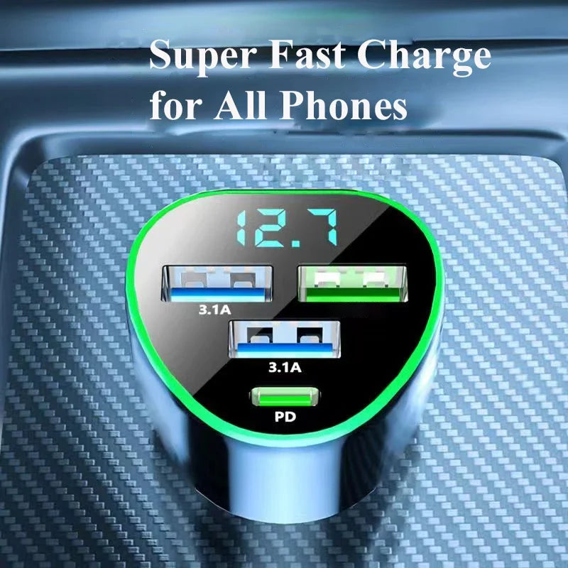 1 USB C Car Charger Adatper LED Voltage Monitor Fast Charge Iphone Zpaxo