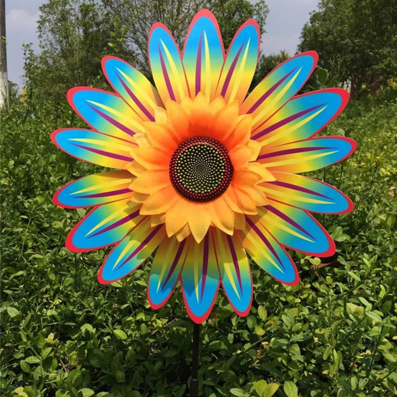 Sunflower Windmill Rotating Wind Spinner Stake Standing Lawn Flower Zpaxo A7