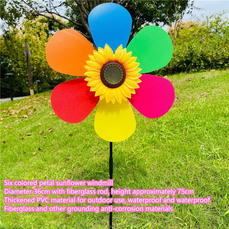 Sunflower Windmill Rotating Wind Spinner Stake Standing Lawn Flower Zpaxo A12