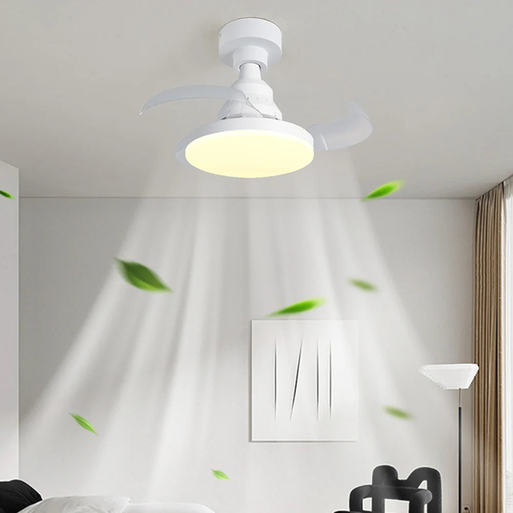 Portable Hanging Fan LED Light Remote Control Cordless 3 Gears Zpaxo