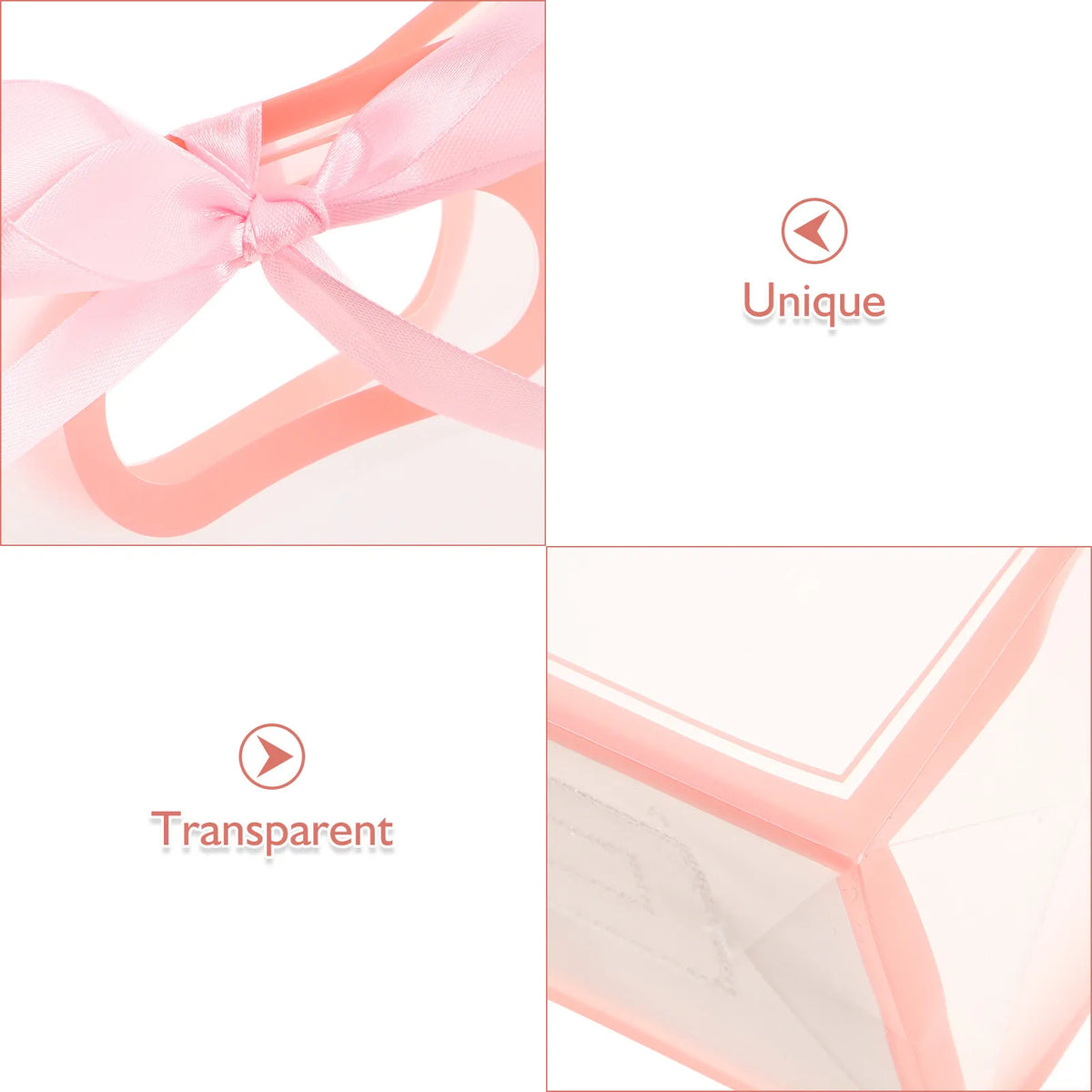 Transparent Pink Reusable Bags Foldable Party Favor Pouches Wedding Zpaxo
