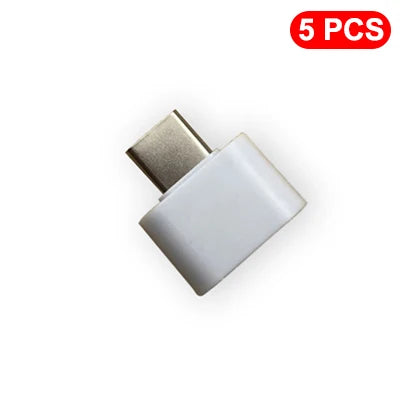 1- Mini C USB 2 0 Adapter USB-C Male OTG Female Data Connector Xiaomi Zpaxo 5PCS-White