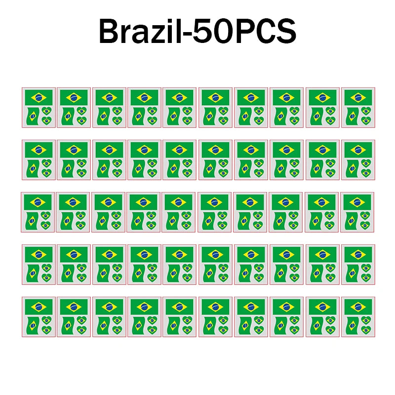 Waterproof Temporary Tattoos Soccer National Flag Series Designed Zpaxo Brazil 50PCS