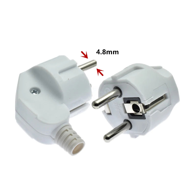 EU Plug Male Replacement AC Outlets Rewireable 16A Adapter Electeic Zpaxo White