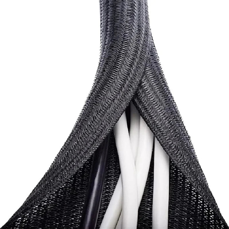 Cable Protector Sleeve Closing Braided Expandable Auto Line Management Overlaps Flexible Loom Split Pipe Tube Wire Wrap Protect Zpaxo