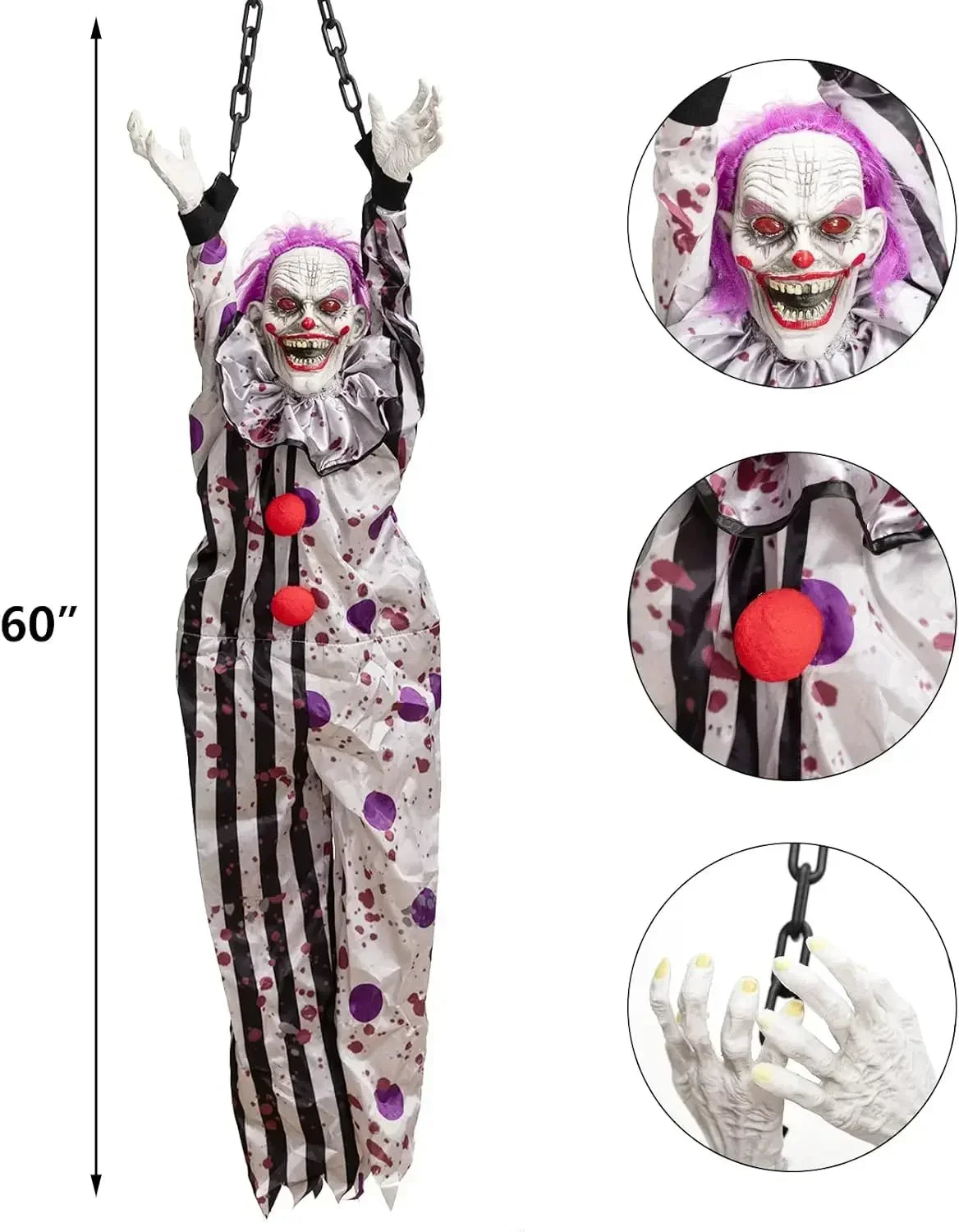 Halloween Voice-activated Light-emitting Sound Hanging Ghost Horror Zpaxo