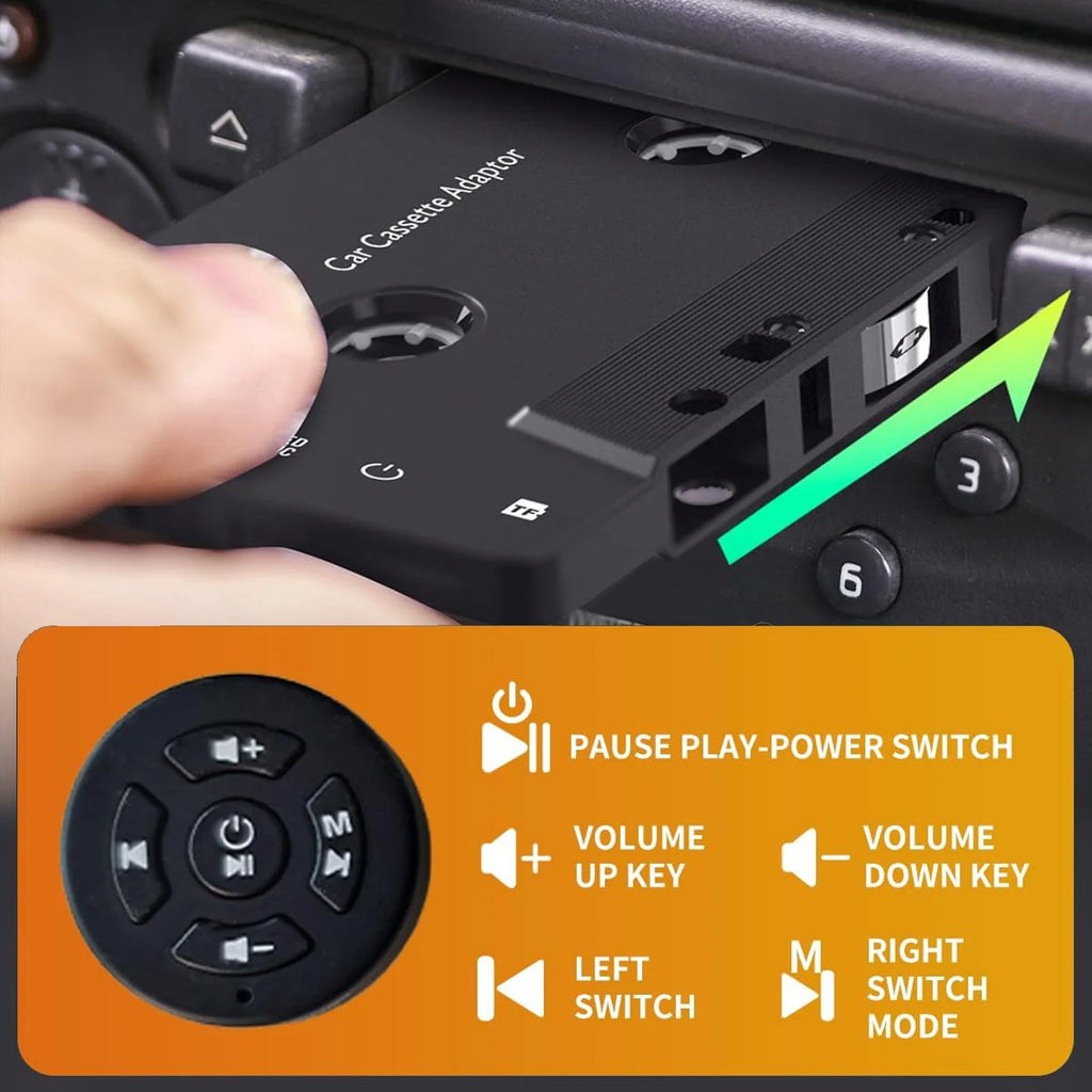 Car Wireless Cassette Receiver Remote Control Bluetooth Tape Player Zpaxo