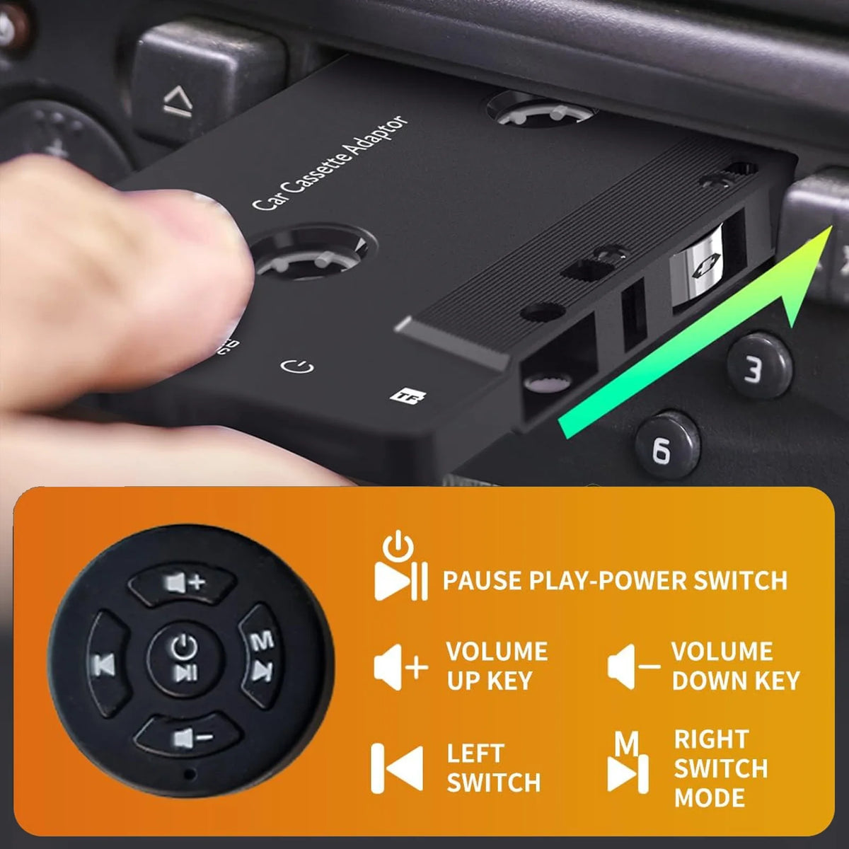 Car Wireless Cassette Receiver Remote Control Bluetooth Tape Player Zpaxo