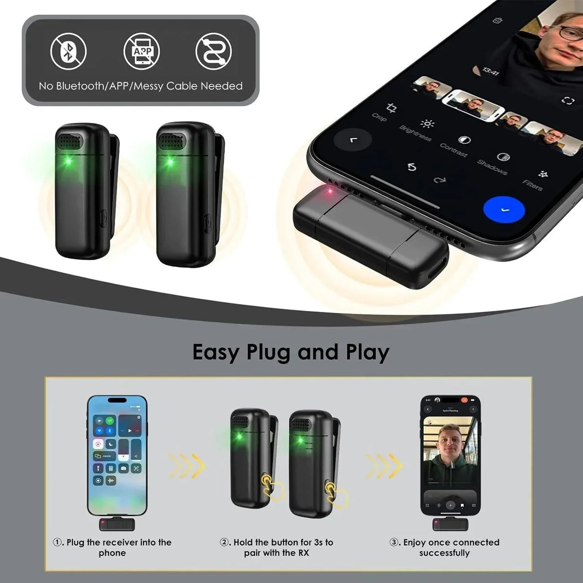 KEBIDUMEI Wireless Lavalier Microphone Microphones Mini Noise Zpaxo