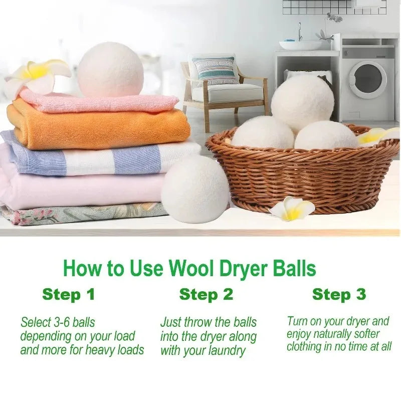 Clothes Dryer Large Wool Balls Laundry Tumble Dryer Balls Dryer Balls Laundry Softener Reusable Home Washing Machine Accessories Zpaxo