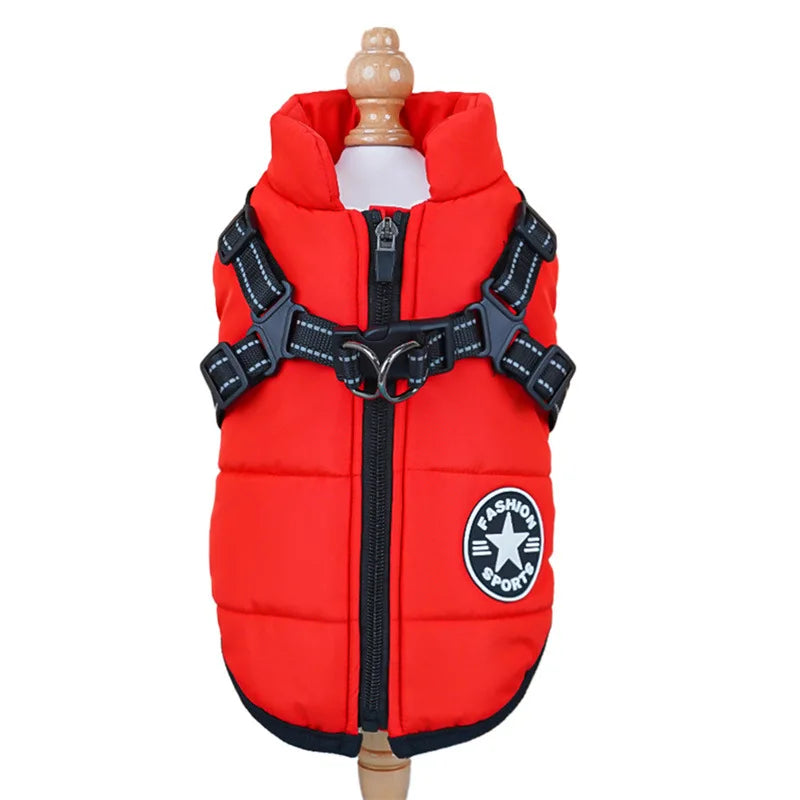 Pet Clothes for Cats Dogs Cold-protect Waterproof Thickened Warm Dog Cat Cotton Coat Auntumn Winter Chest Back Cotton Vest Zpaxo Red 4XL