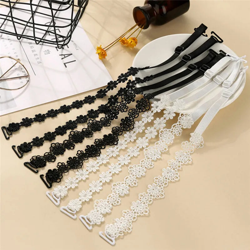Women Elastic Bra Strap Accessories Floral Lace Anti-slip Adjustable Zpaxo