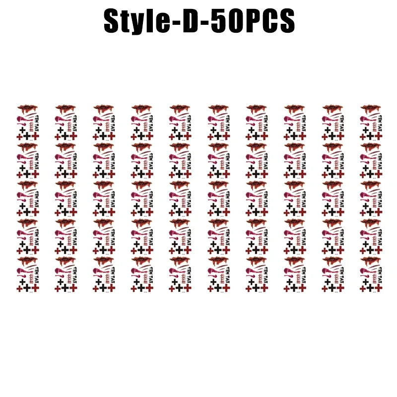 Realistic Horror Fake Wound Temporary Tattoos Gruesome Gore Scars Zpaxo D-50PCS