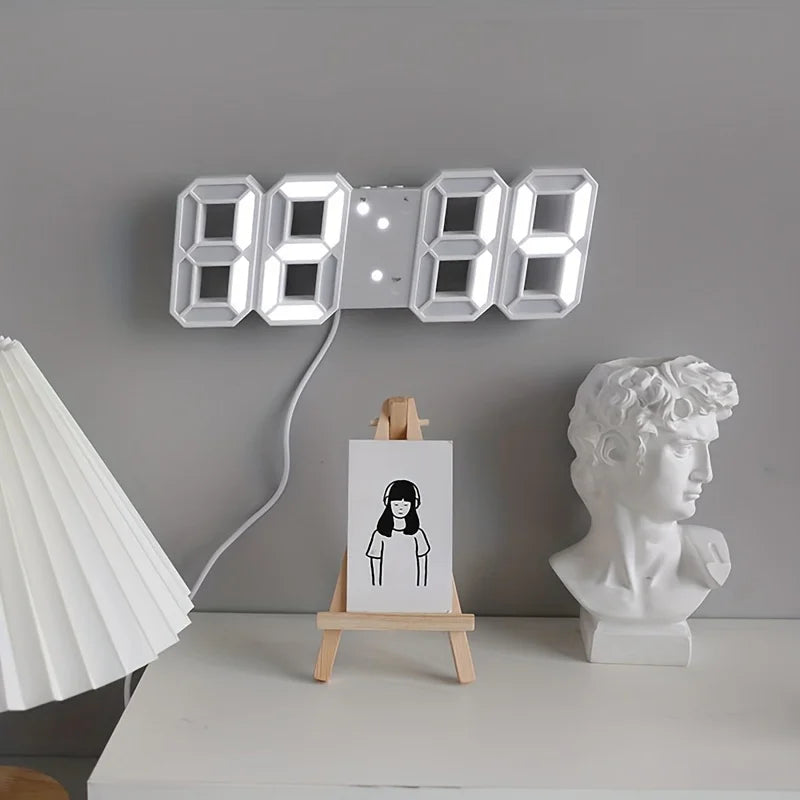 3D LED Wall Clock Modern Digital Design Nightlight Luminous Alarm Zpaxo