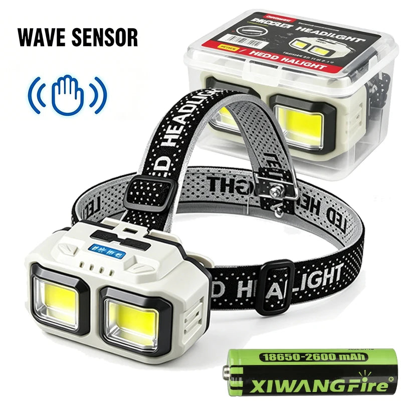 Bright LED Induction Headlamp USB Rechargeable Flashlight Headlight Zpaxo Sensor-18650