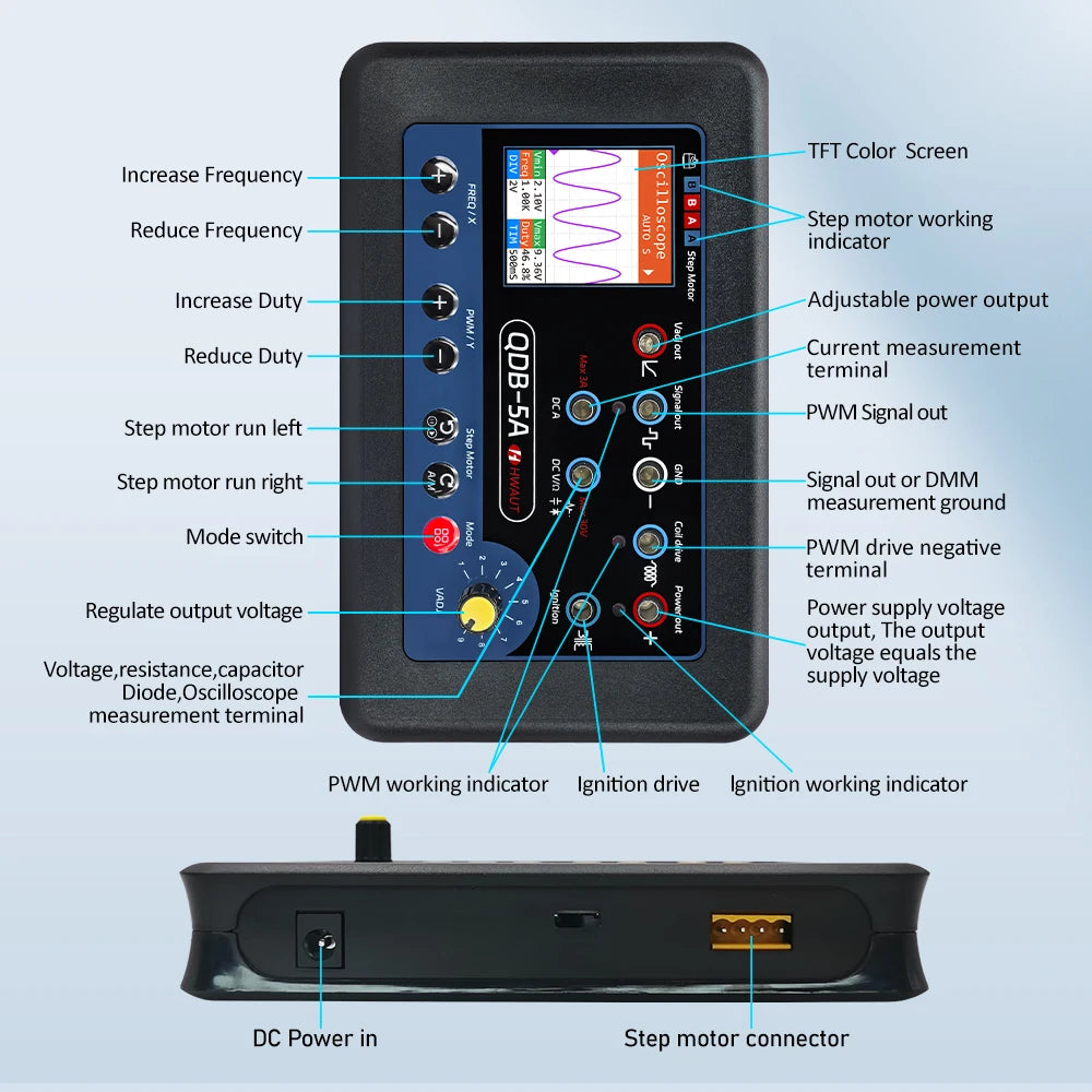 QDB4A QDB-5A Car Sensor Tester Oscilloscope PWM Drive Multimeter Zpaxo
