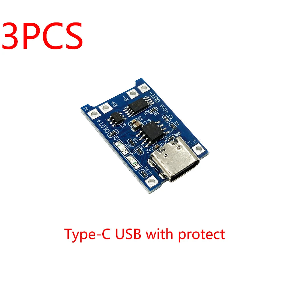 TP4056 5V 1A Type-c Mini USB Micro 18650 Lithium Battery Charger Zpaxo 3pcs 3