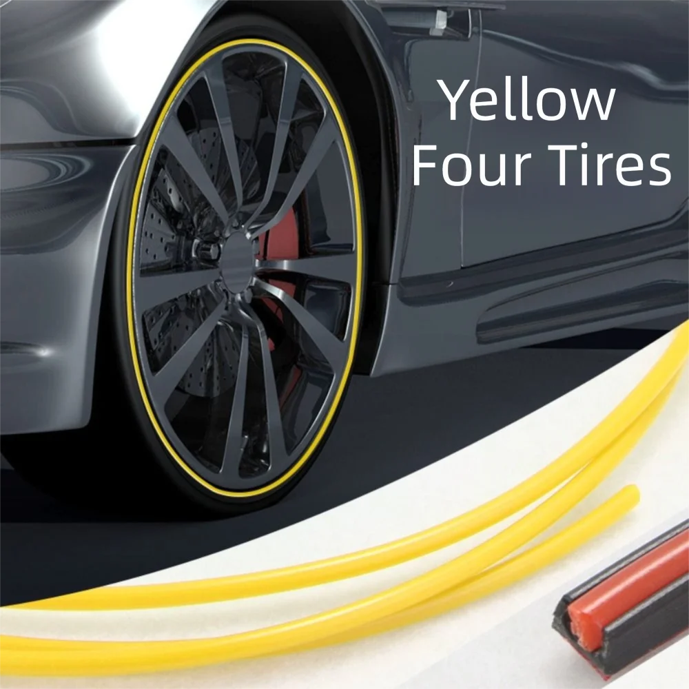 Universal Fit Wheel Hub Decorative Strip Full Rim Cover Anti-scratch Zpaxo Yellow