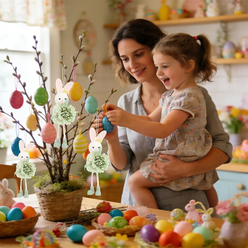 Easter Bunny Decor Cute Rabbit Figurines Spring Tabletop Mantel Tree Zpaxo