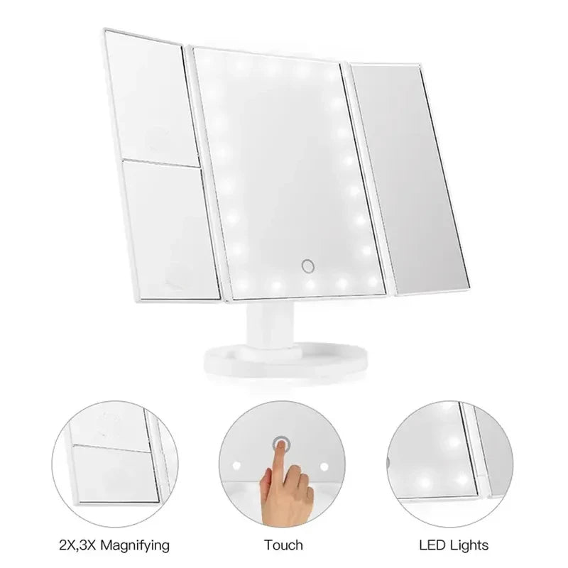 LED Vanity Makeup Mirror Touch Control Adjustable Lighting 1X 2X 3X Zpaxo