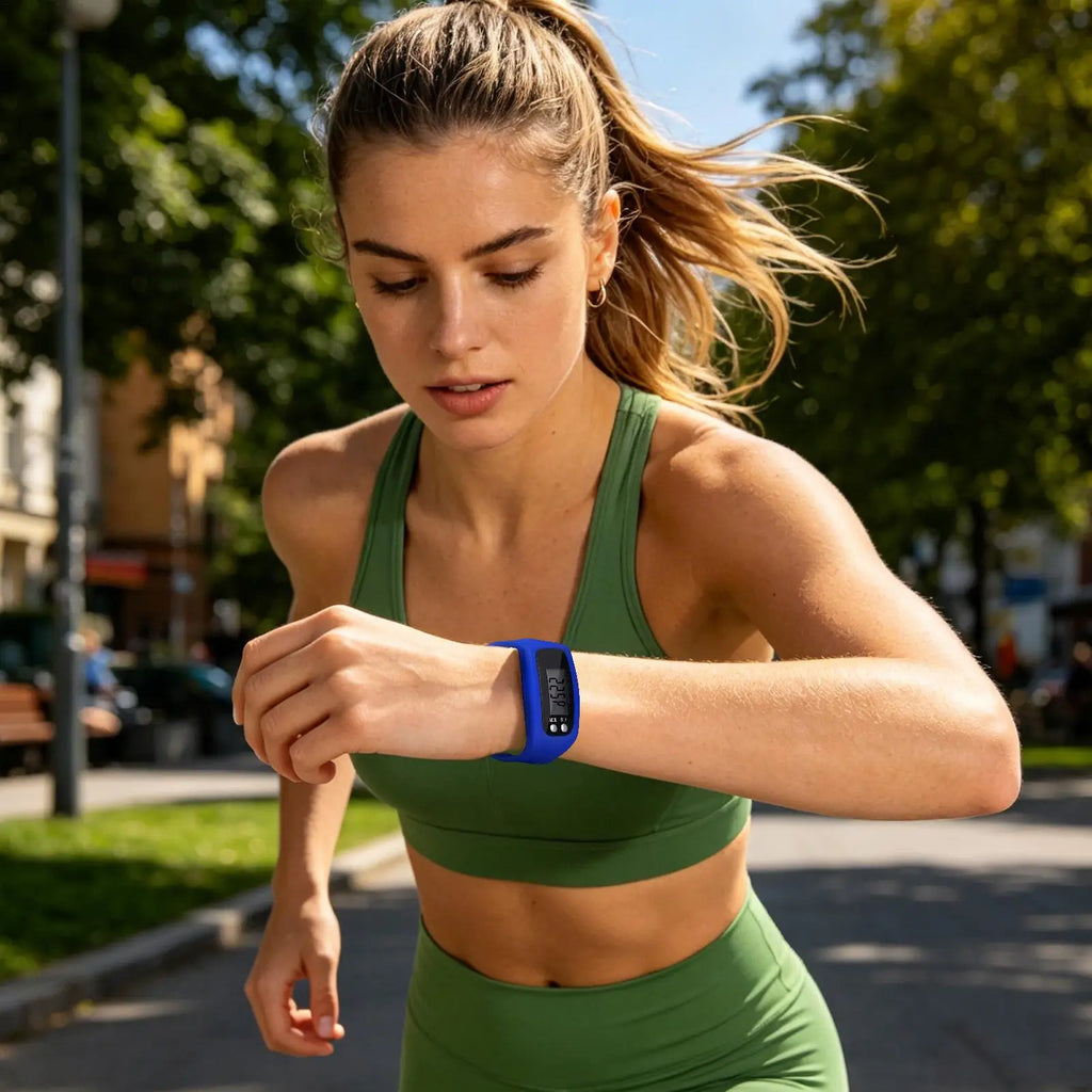 Pedometer Bracelet Step Trackers Watch Silicone Wristband Large LCD Zpaxo