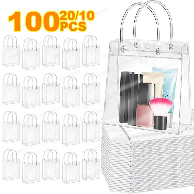 Lot Transparent Soft PVC Tote Packaging Bags Hand Loop Clear Plastic Zpaxo