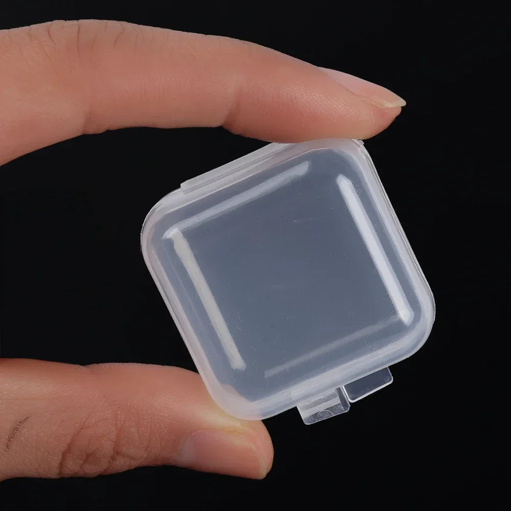 100 Mini Jewelry Storage Boxes Plastic Transparent Square Box Pill Zpaxo Clear 1PC