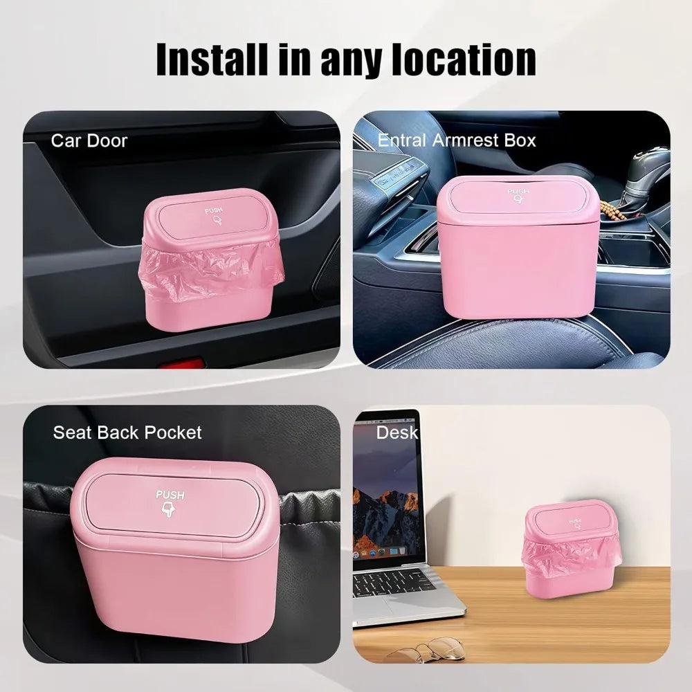 Car Small Trash Can Lid Leakproof Mini Garbage Waterproof Push Button Zpaxo