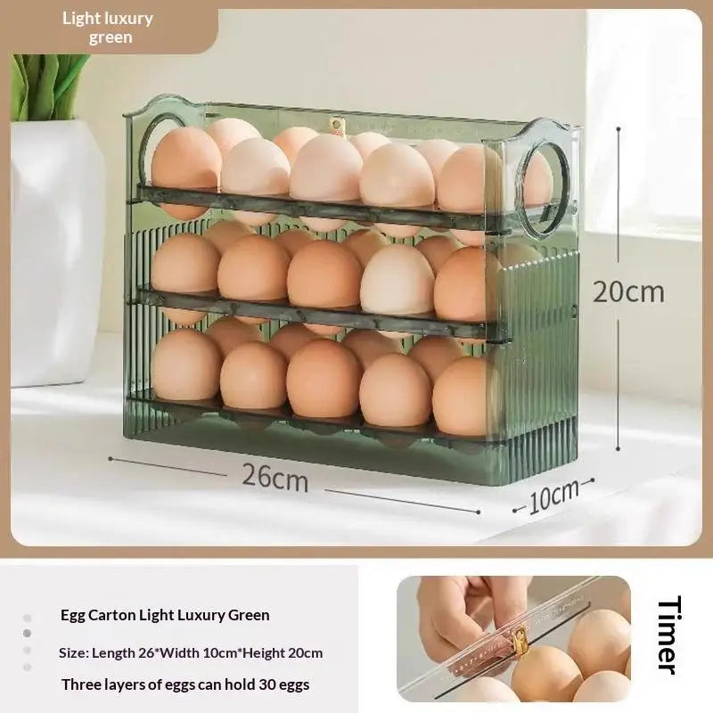 M30 Grid Egg Tray Three Layer Storage Box Organizer Rack Container Zpaxo Green