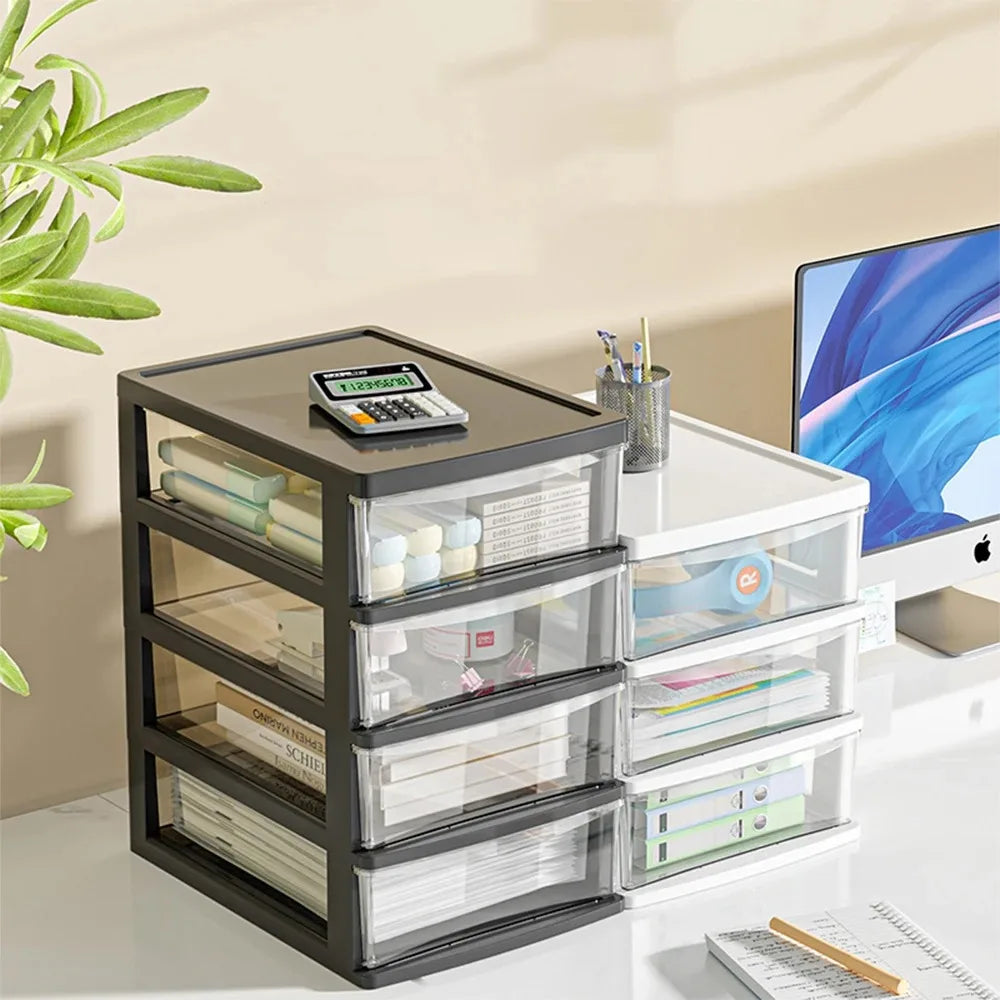 4 Layer Transparent Desktop Storage Box Suitable Organizing Office Zpaxo