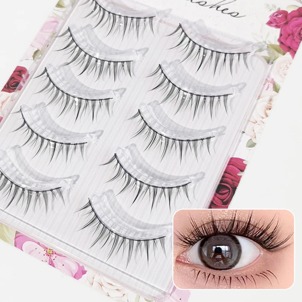 5 pairs of transparent and dynamic stem eyelash extensions - reusable, easy to use, natural appearance,enhance eye appearance Zpaxo