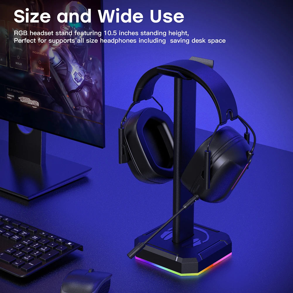 Headset Support Stand RGB Backlight Headphone Display Rack Space Zpaxo