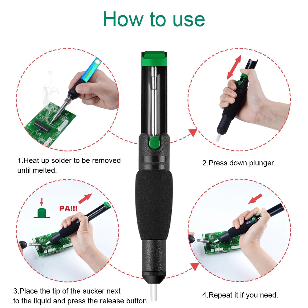 Vacuum Soldering Iron Desolder Gun Suction Tin Sucker Powerful Zpaxo