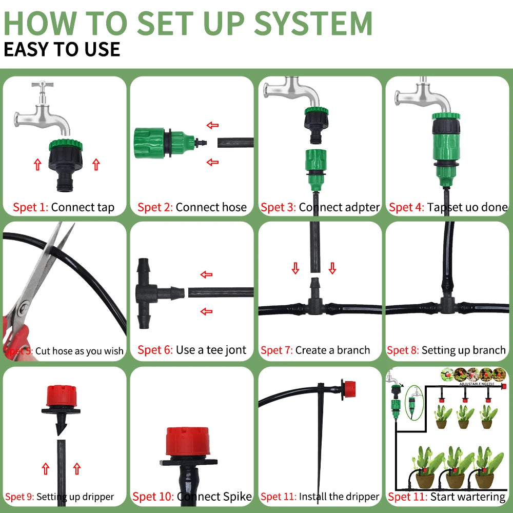 Micro Drip Irrigation System Portable 20M Automatic Watering Zpaxo
