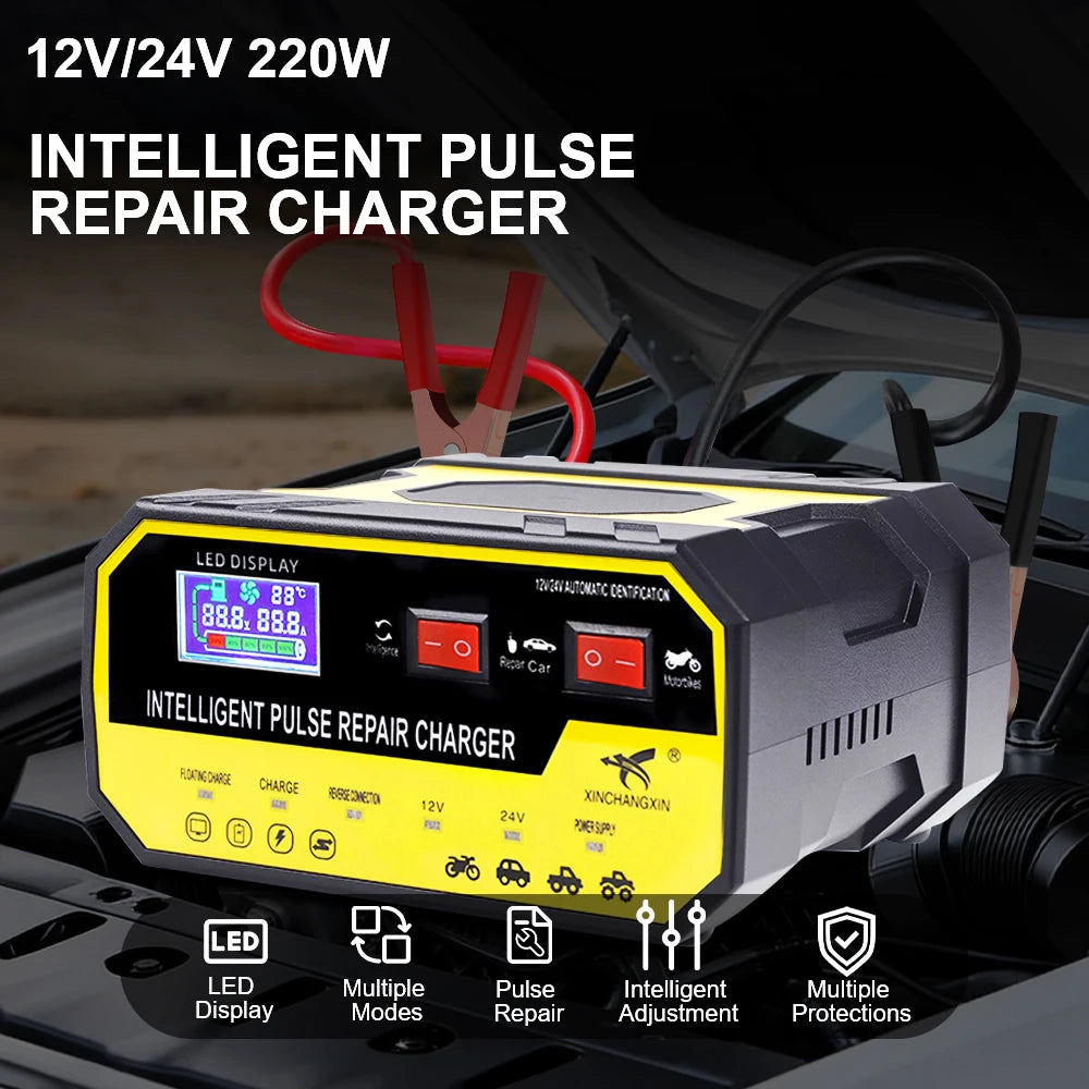 Intelligent Pulse Repair Car Battery Charger 12V 24V 8A Automatic Zpaxo