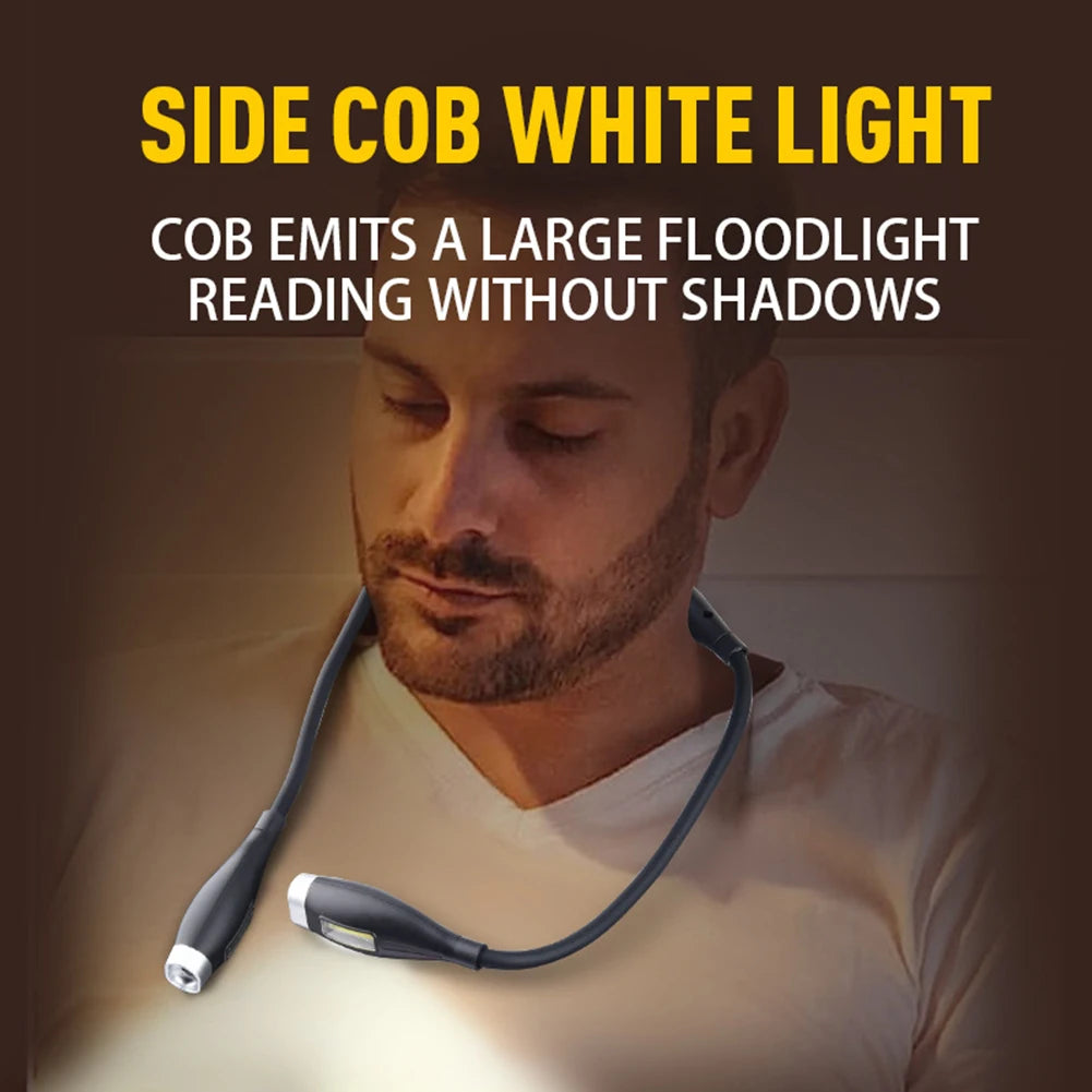 LED Neck Reading Light Bendable Arms Night Flexible Flashlight Zpaxo