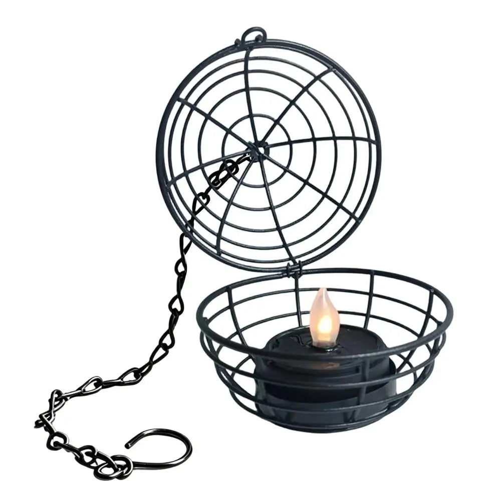 Solar Tealight Candle Outdoor Decorative Ball Cage Holder Powered Zpaxo Black China Mainland