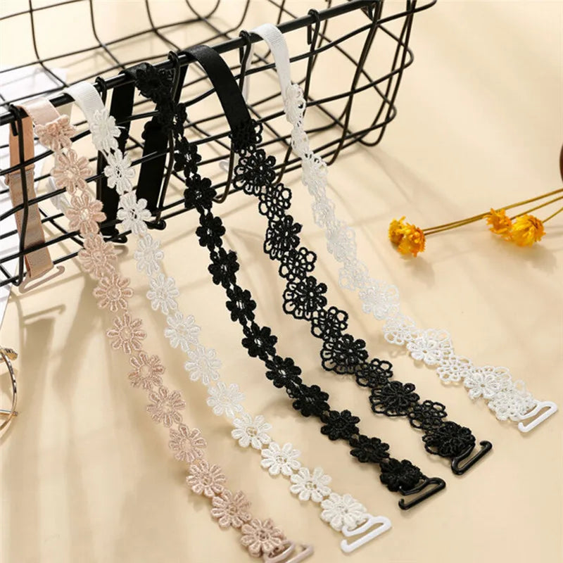 Women Elastic Bra Strap Accessories Floral Lace Anti-slip Adjustable Zpaxo