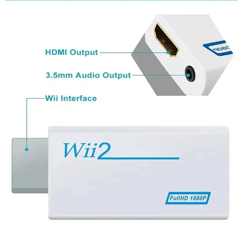 Full HD HDMI-Compatible Adapter Wii Console Converter Jack Audio Zpaxo