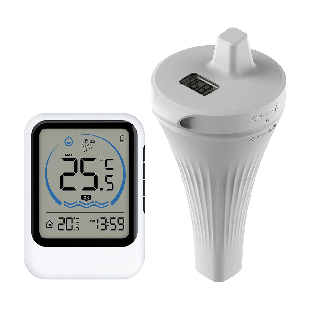 Smart Pool Thermometer Easy Read Floating Digital Ice Bath Tub Zpaxo White