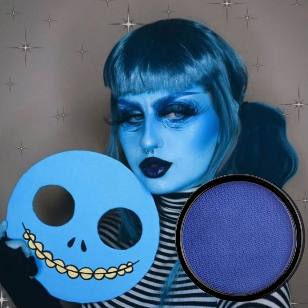 30g Face Paint Kit,Water Activated Monochromatic Face Body Painting Makeup Palette Cosplay Paint Palette SFX Joker Zombie Makeup Zpaxo blue