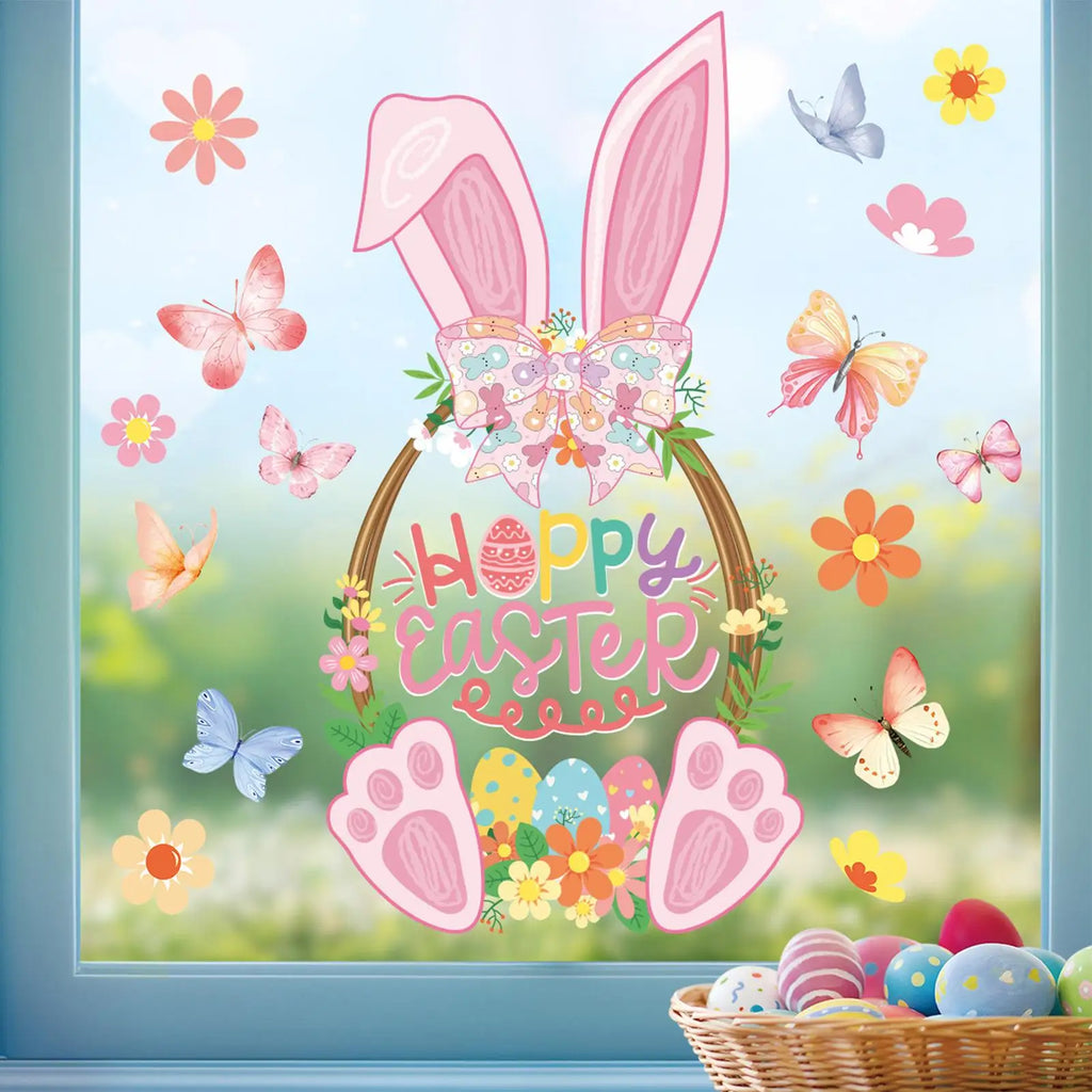 Easter Window Clings Static Decals Double Sided Spring Bunny Decor Zpaxo