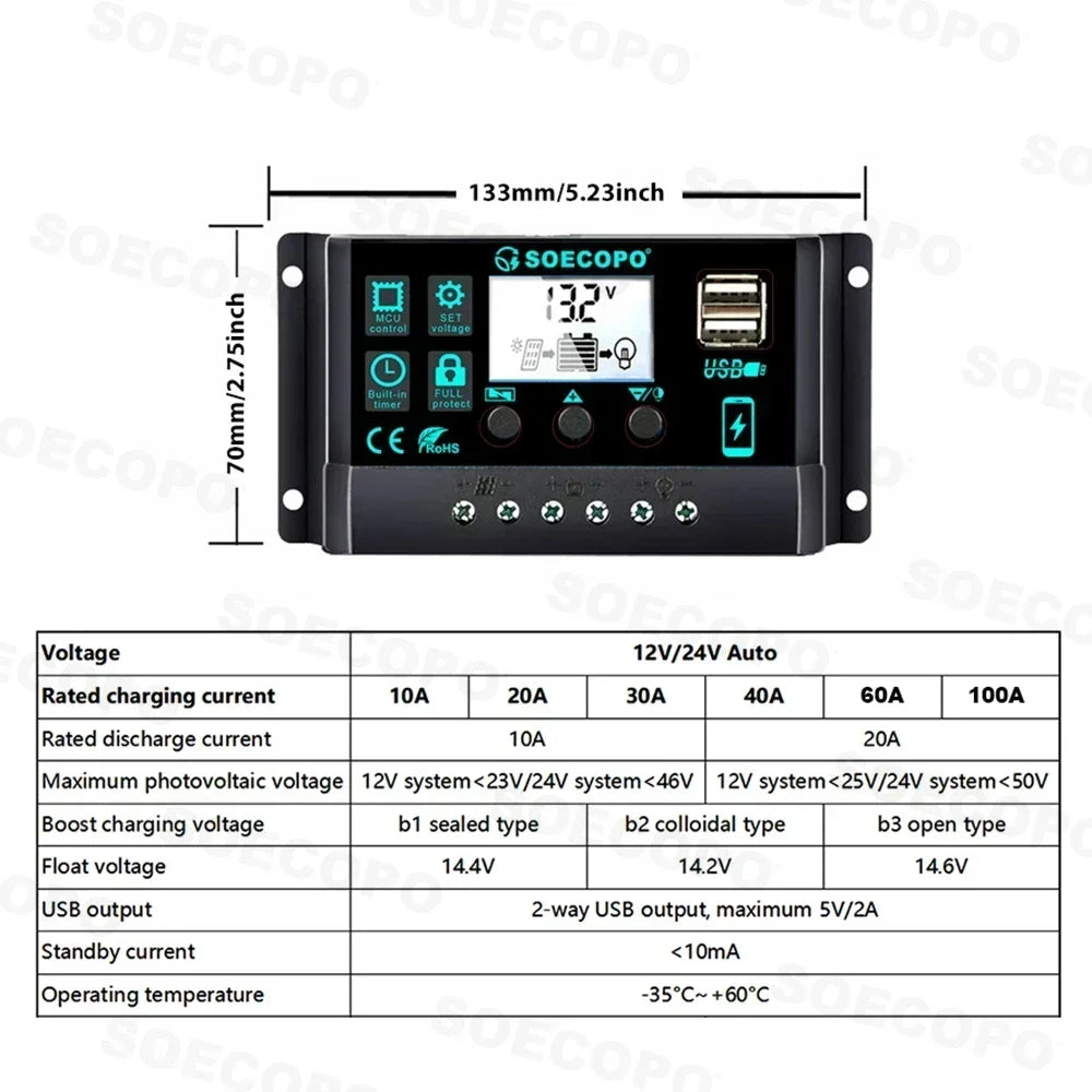 6000W Solar System Complete 12V 110V 220V 100A Controller 500W Panel Zpaxo